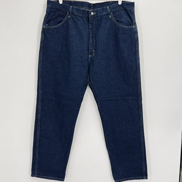 NEW Rustler Men’s Heavyweight Denim Jeans 40X30 Regular Fit Straight Leg Navy - Picture 2 of 11
